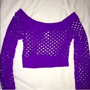 Super cute spandex mesh purple top!